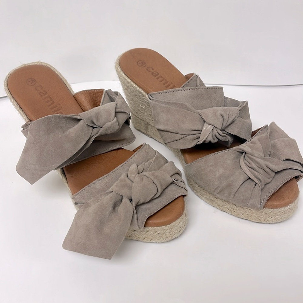 Camila’s 4”wedge slip on sandal tan size 38